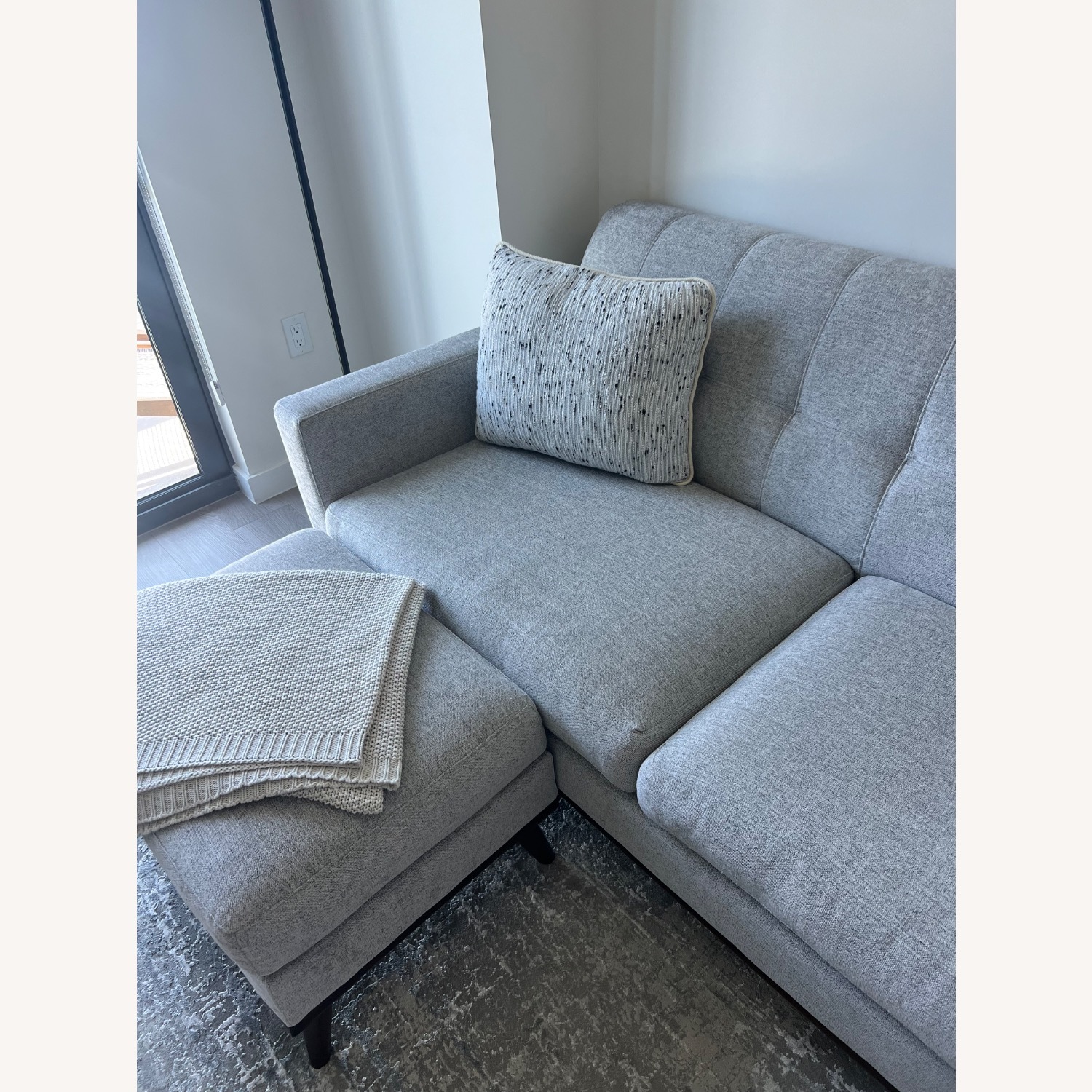 Light Gray Fabric 2 Seater Sofa - image-3
