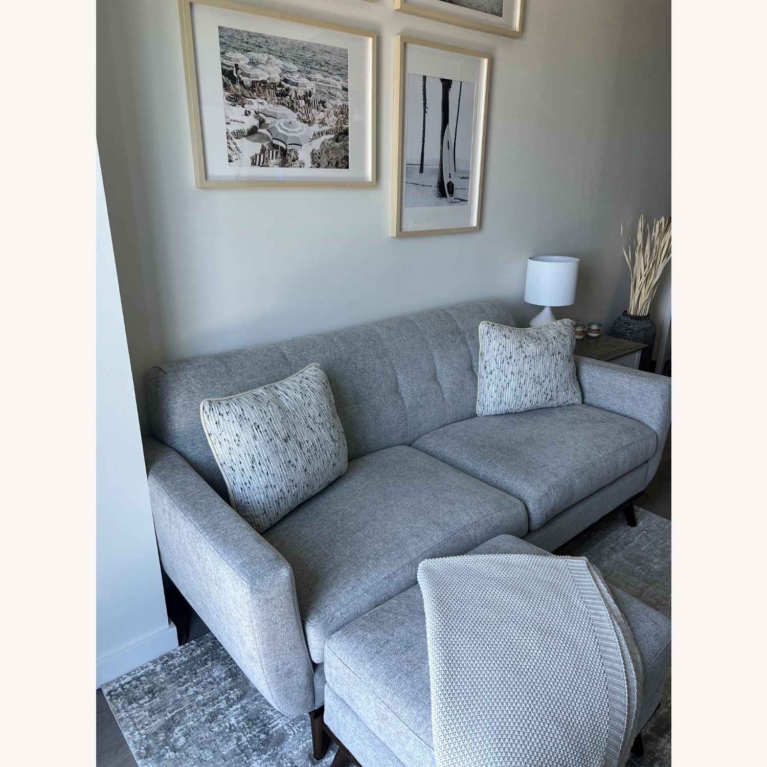 Light Gray Fabric 2 Seater Sofa - image-2