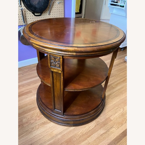 Used Ethan Allen Regency Mahogany Drum Side Table for sale on AptDeco