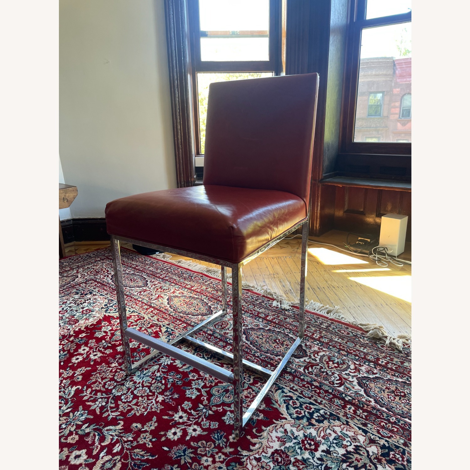 Mitchell Gold + Bob Williams Gage Rojo Red Leather Barstool - image-1