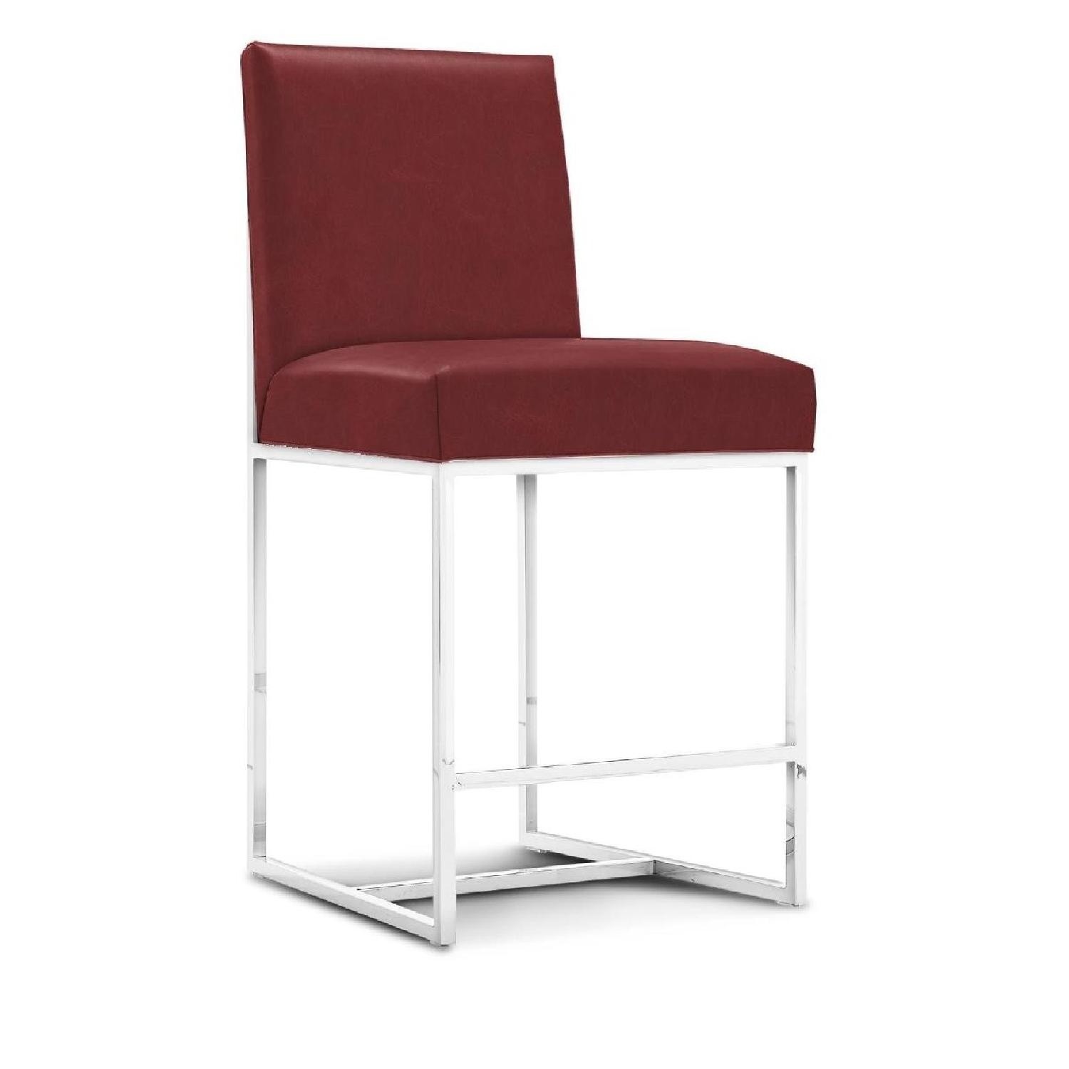 Mitchell Gold + Bob Williams Gage Rojo Red Leather Barstool - image-4