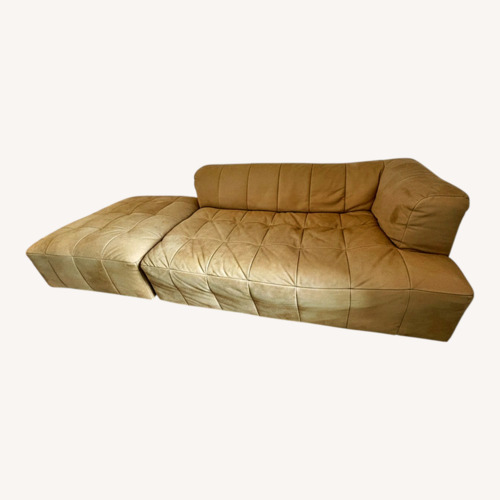 Used Industry West Sofa – Tan Suede, Tufted  for sale on AptDeco