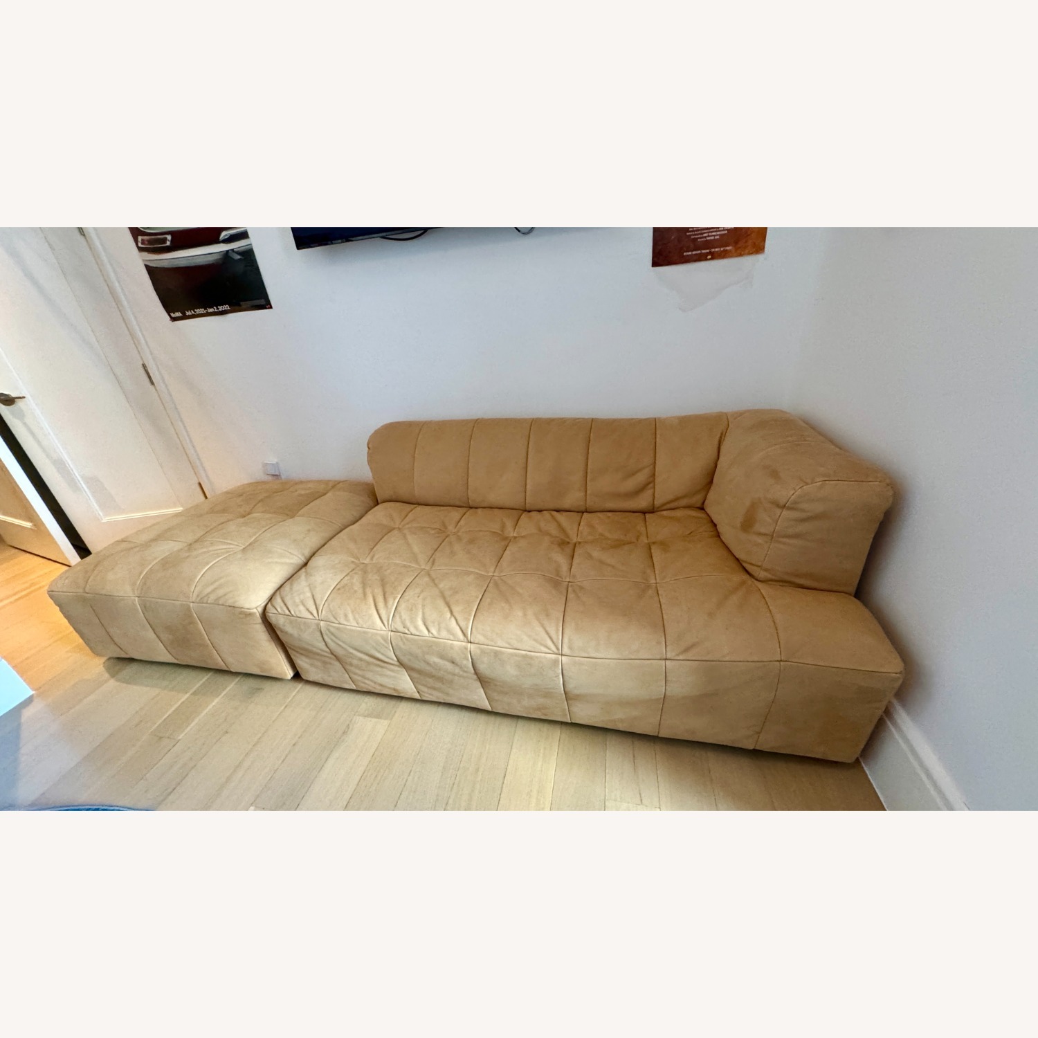 Industry West Sofa – Tan Suede, Tufted  - image-1