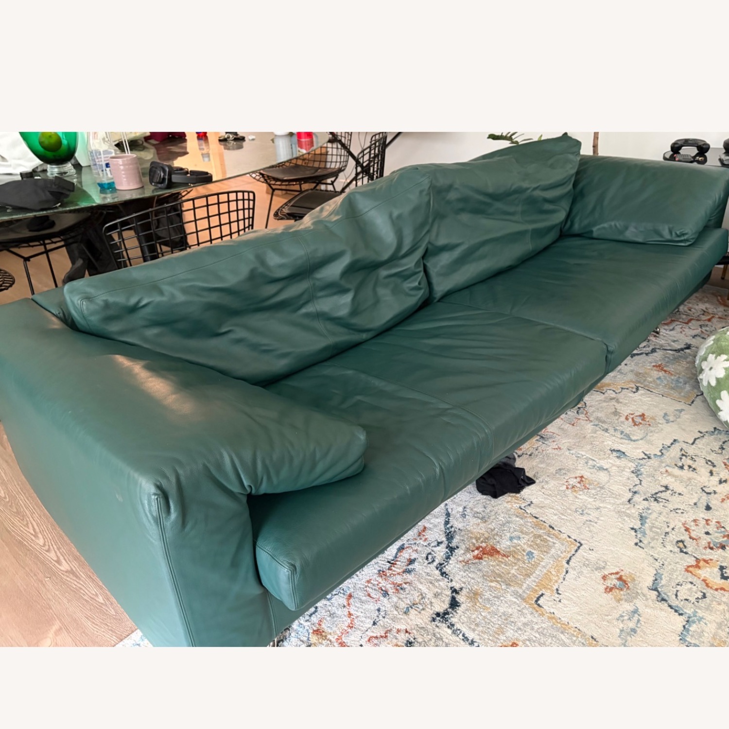 B&B Italia Artema Green Leather 3+ Seater Sofa - image-5