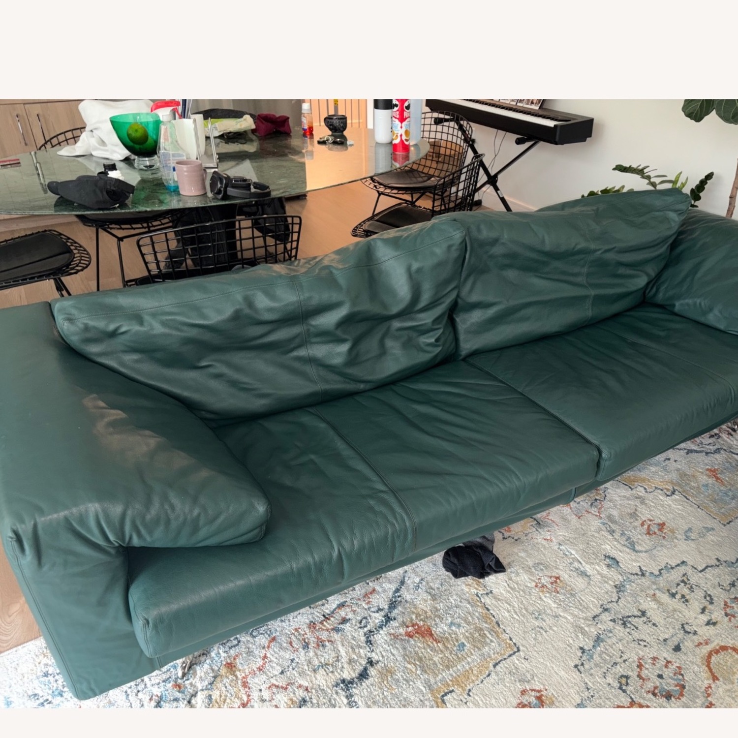 B&B Italia Artema Green Leather 3+ Seater Sofa - image-3