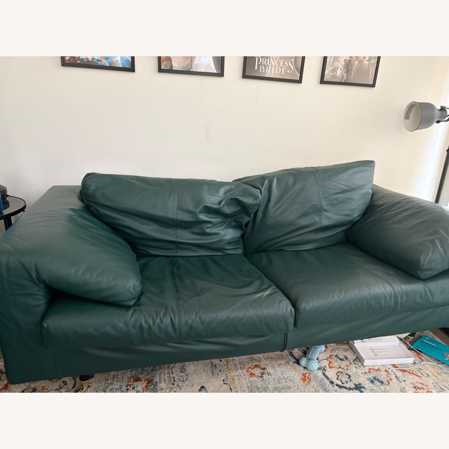 B&B Italia Green Leather 2 Seater Sofa - image-1