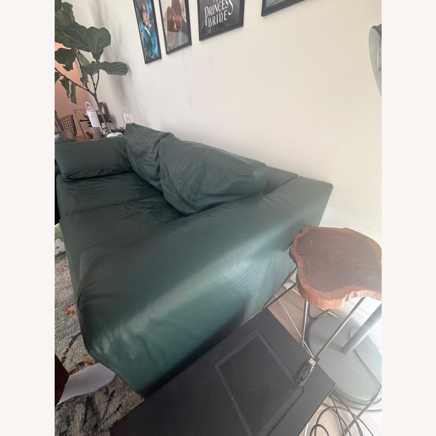 B&B Italia Green Leather 2 Seater Sofa - image-3