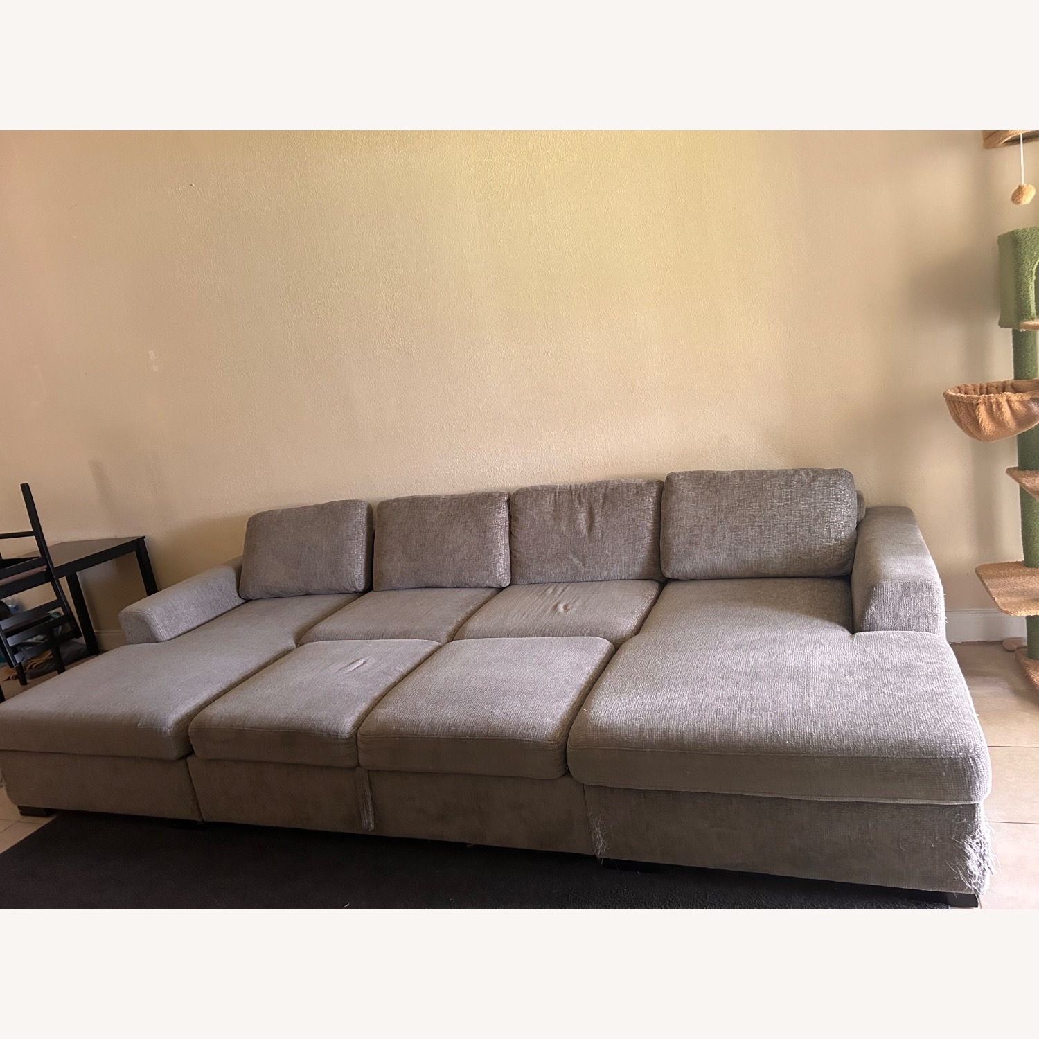 Light Gray Fabric Chaise Lounge - image-2