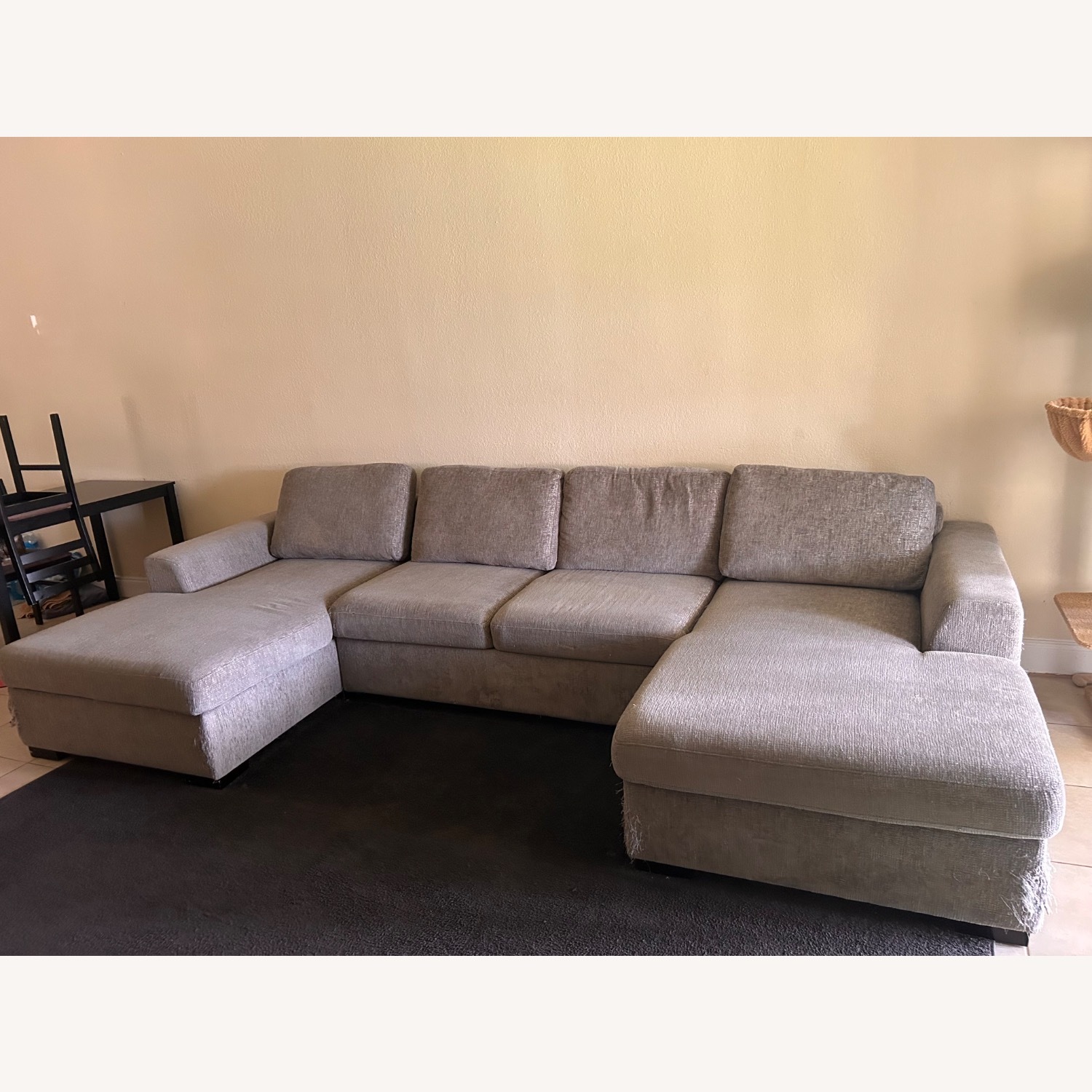 Light Gray Fabric Chaise Lounge - image-1