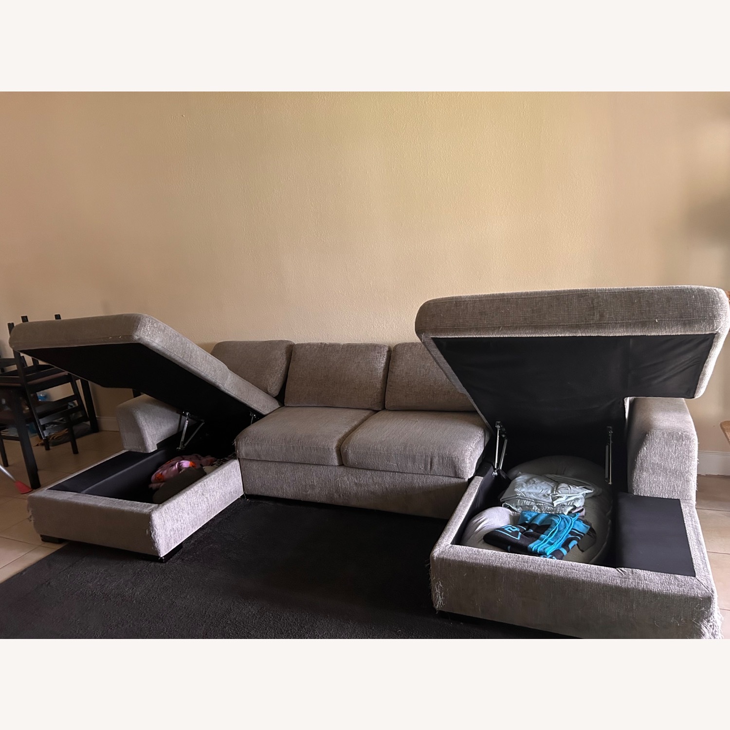 Light Gray Fabric Chaise Lounge - image-8