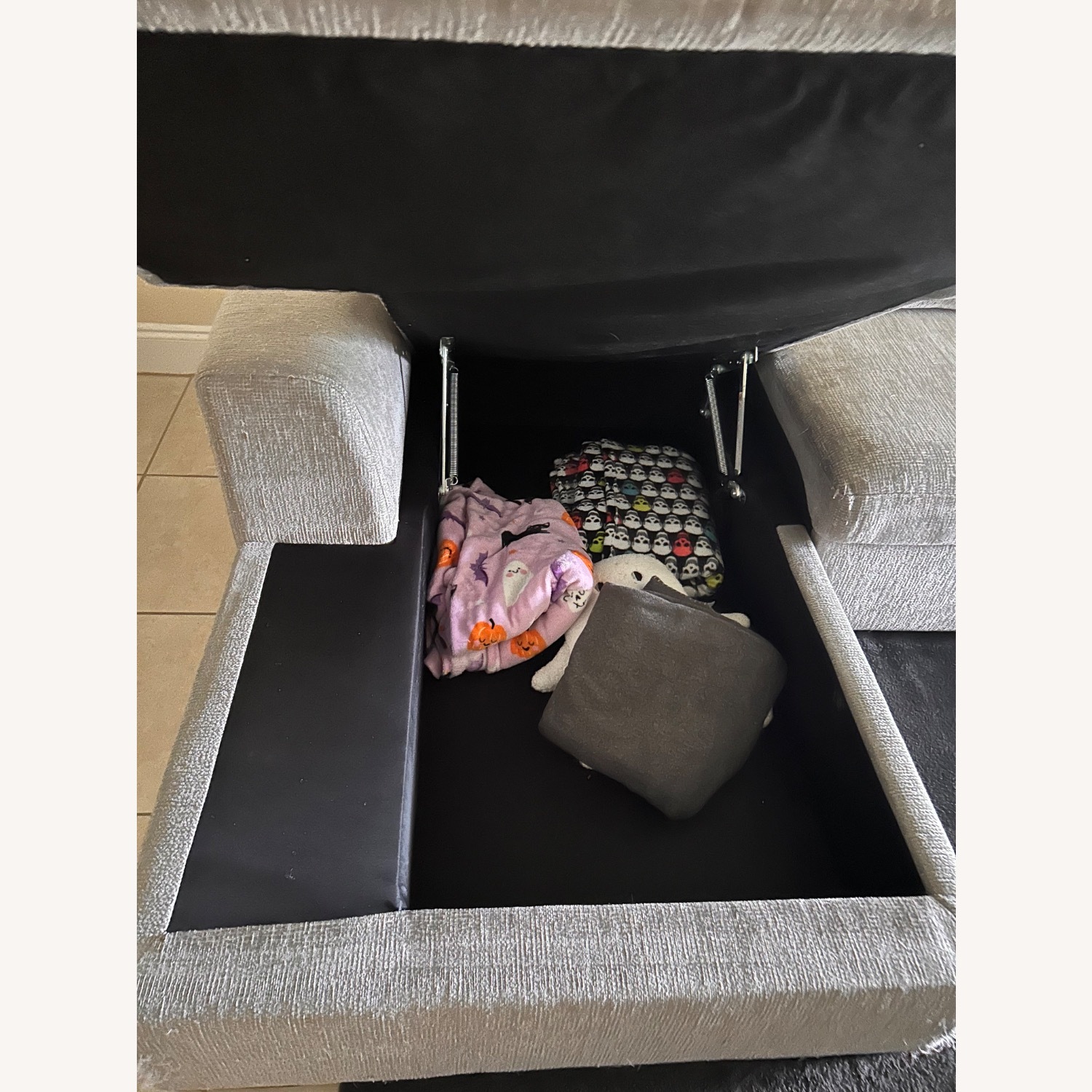 Light Gray Fabric Chaise Lounge - image-10