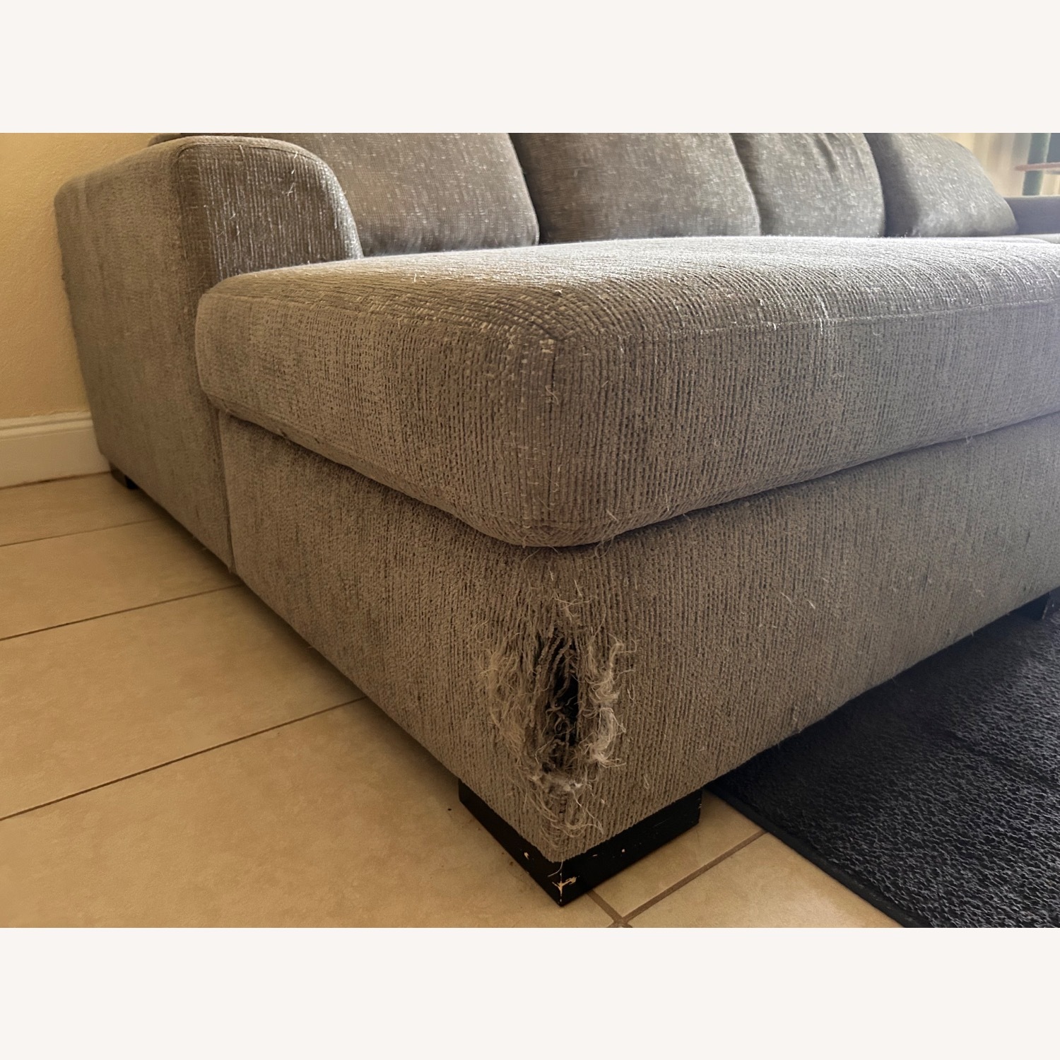 Light Gray Fabric Chaise Lounge - image-5