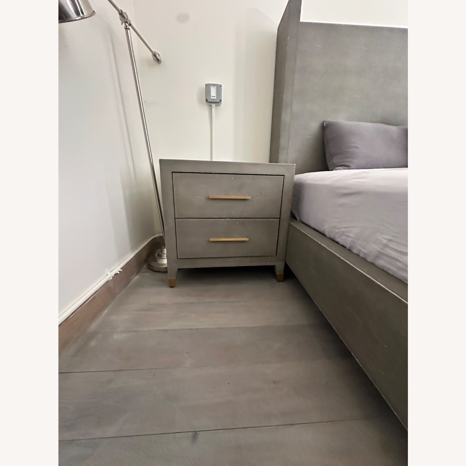 Restoration Hardware Light Gray Leather King Bed - image-4