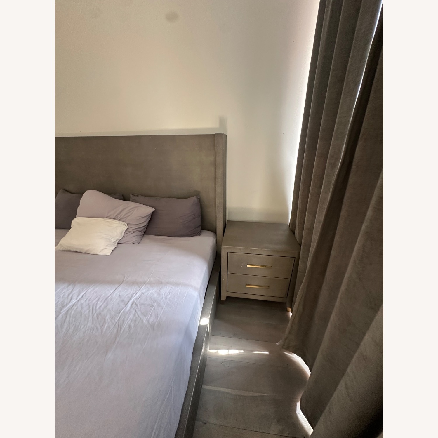 Restoration Hardware Light Gray Leather King Bed - image-6