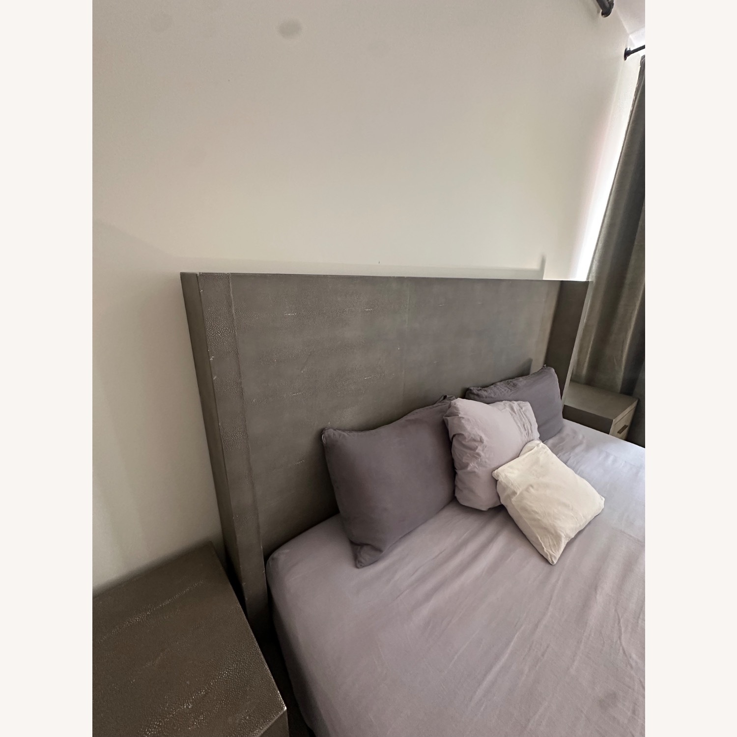 Restoration Hardware Light Gray Leather King Bed - image-5