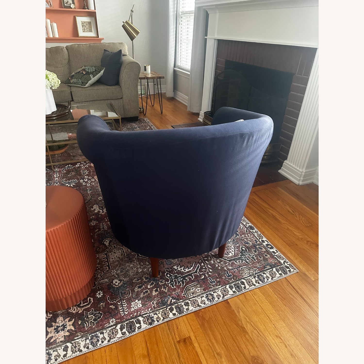 Pottery Barn Blue Fabric Armchair - image-3