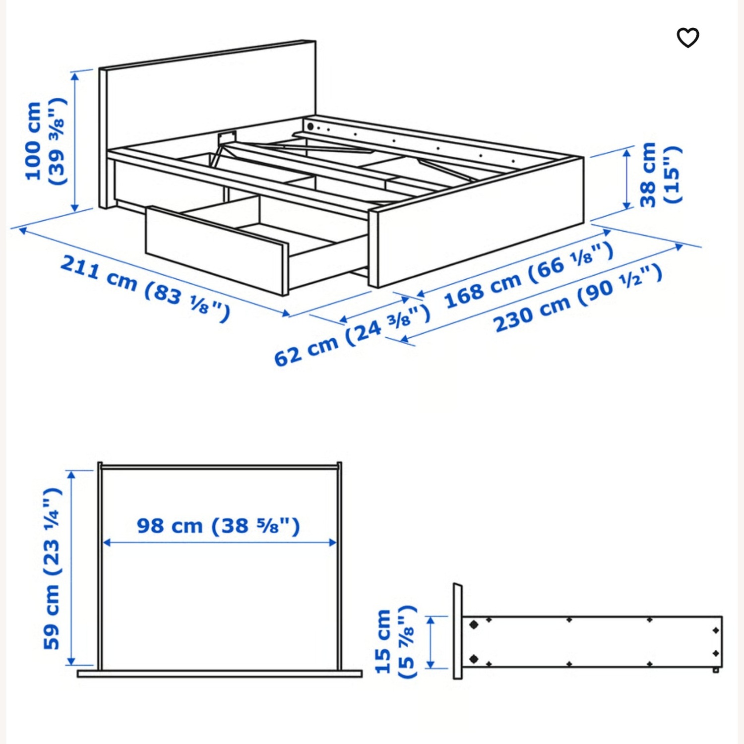 IKEA Malm Queen Bed with Slats and  2 Drawers - image-5