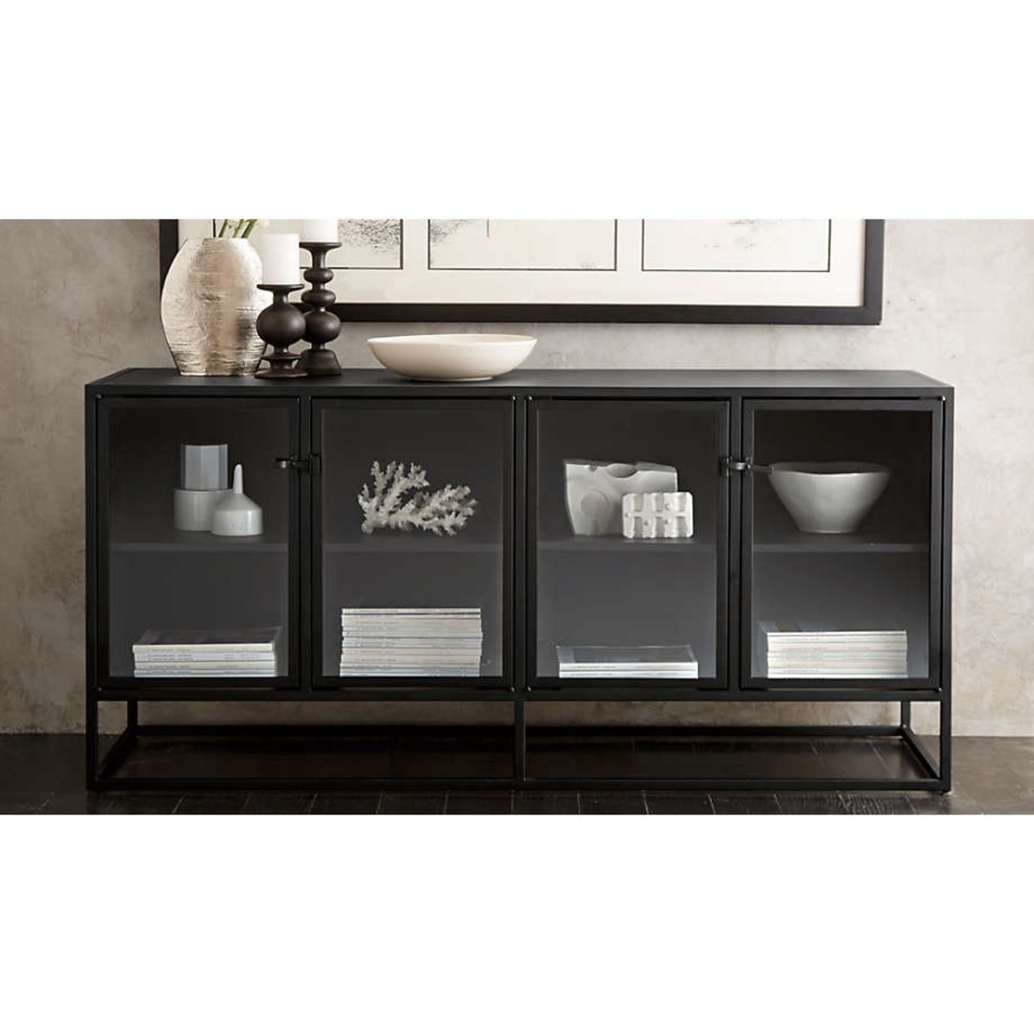 Crate & Barrel Black Stainless Steel Sideboard - image-4