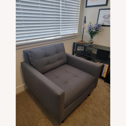 Used Crate & Barrel Petrie Light Gray Fabric Armchair for sale on AptDeco