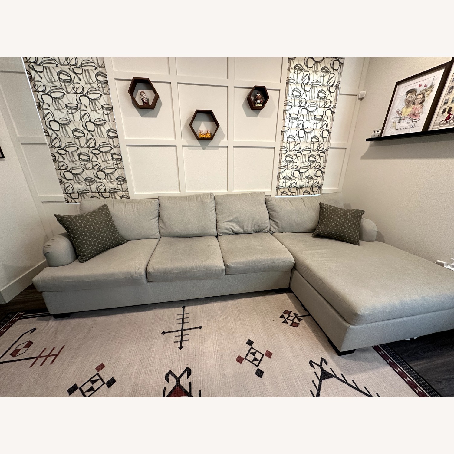 Living Spaces Light Gray 2 Piece Sectional - image-4