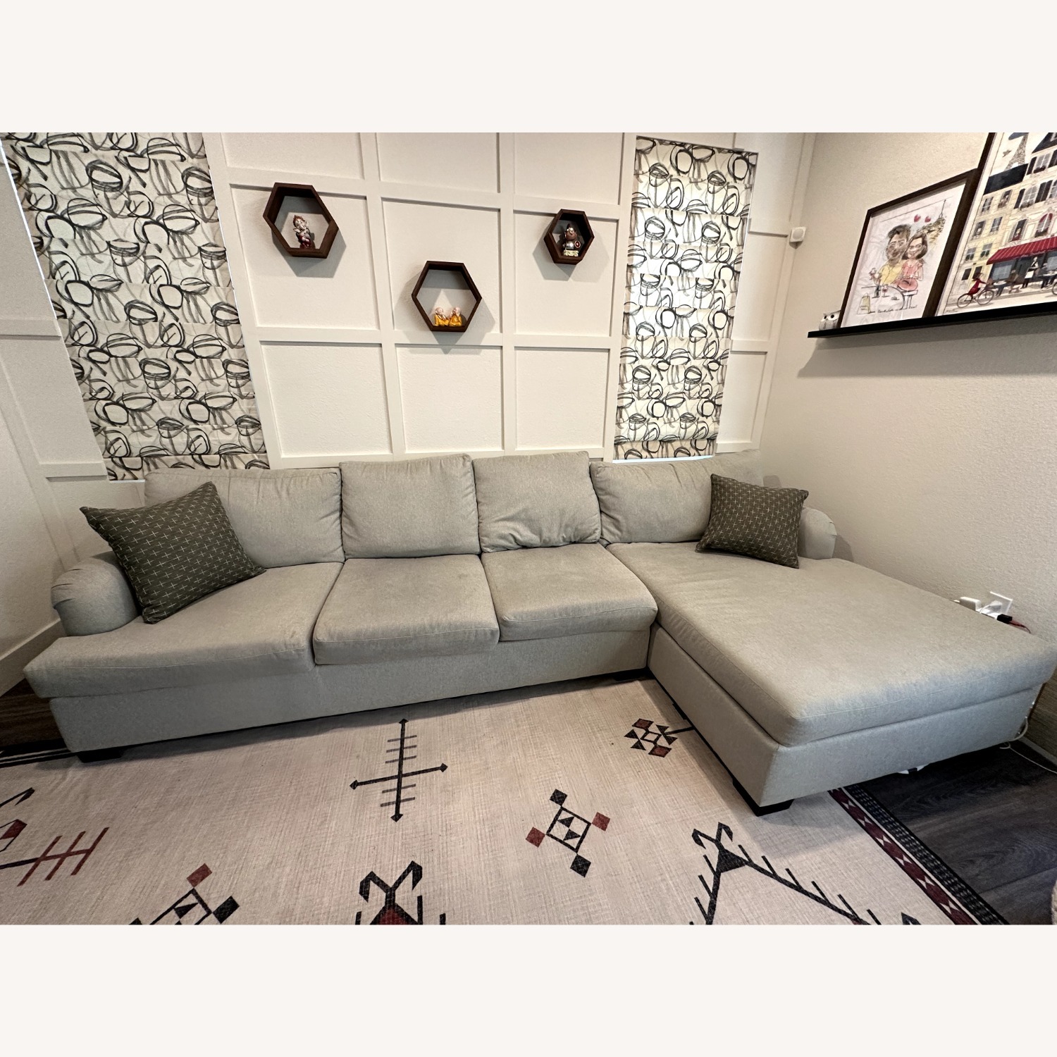 Living Spaces Light Gray 2 Piece Sectional - image-5