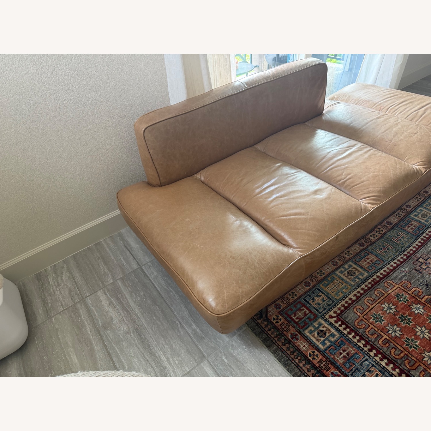 CB2 Dark Brown Leather Loveseat - image-8