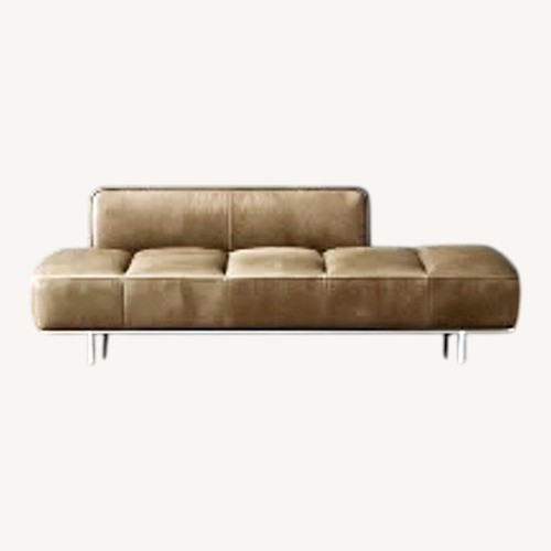 Used CB2 Dark Brown Leather Loveseat for sale on AptDeco