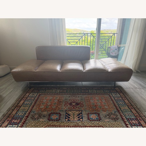 Used CB2 Dark Brown Leather Loveseat for sale on AptDeco