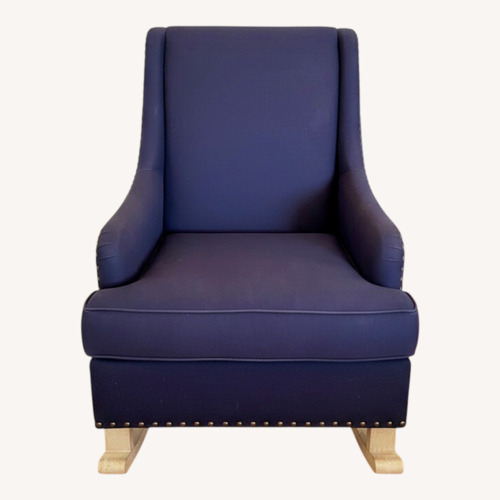 Used Pottery Barn Declan Blue Fabric Nursing Chair for sale on AptDeco