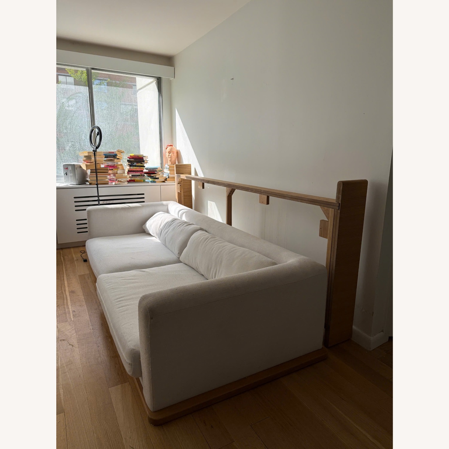 CB2 Tablon Snow Fabric Sofa White 3+ Seater Sofa - image-3