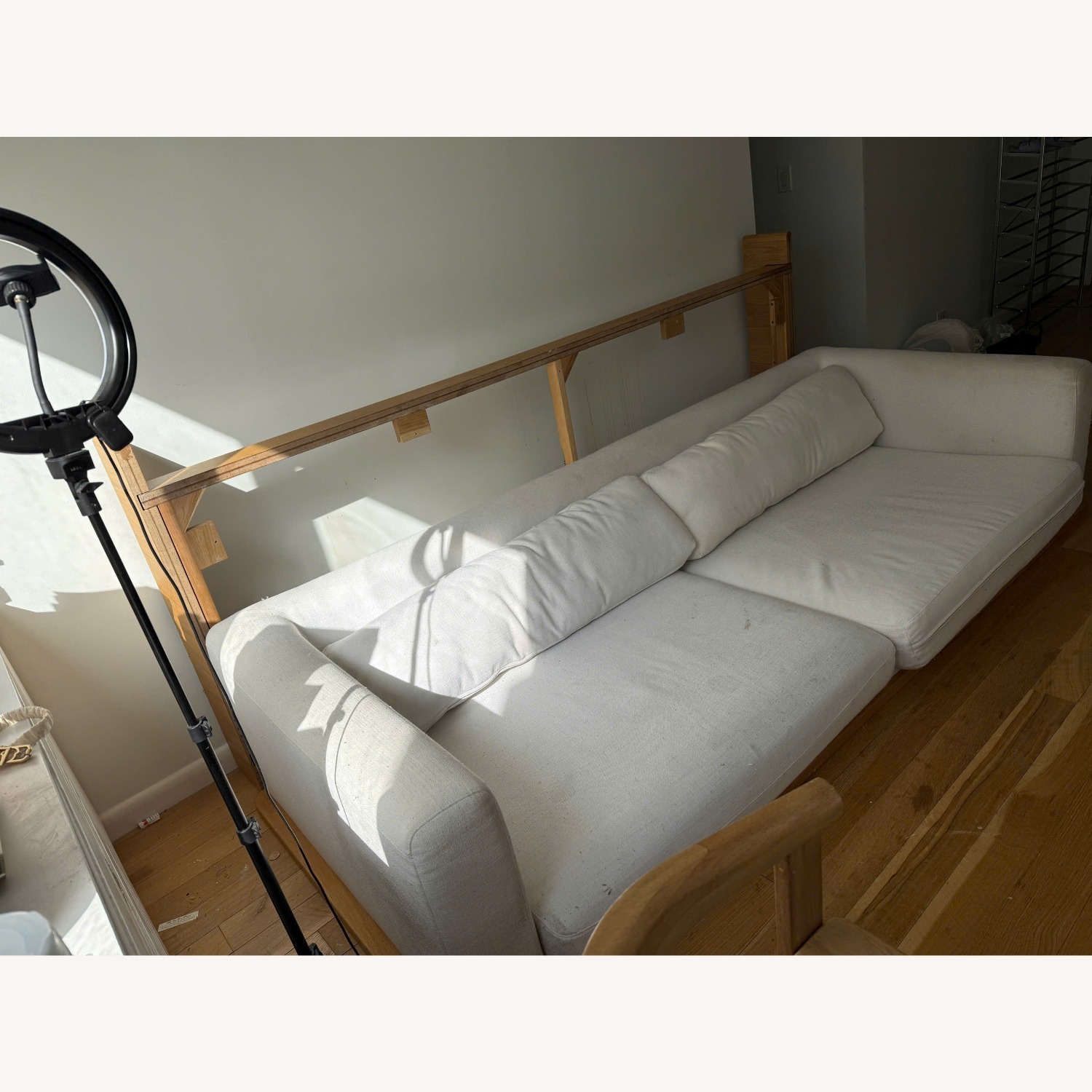 CB2 Tablon Snow Fabric Sofa White 3+ Seater Sofa - image-2