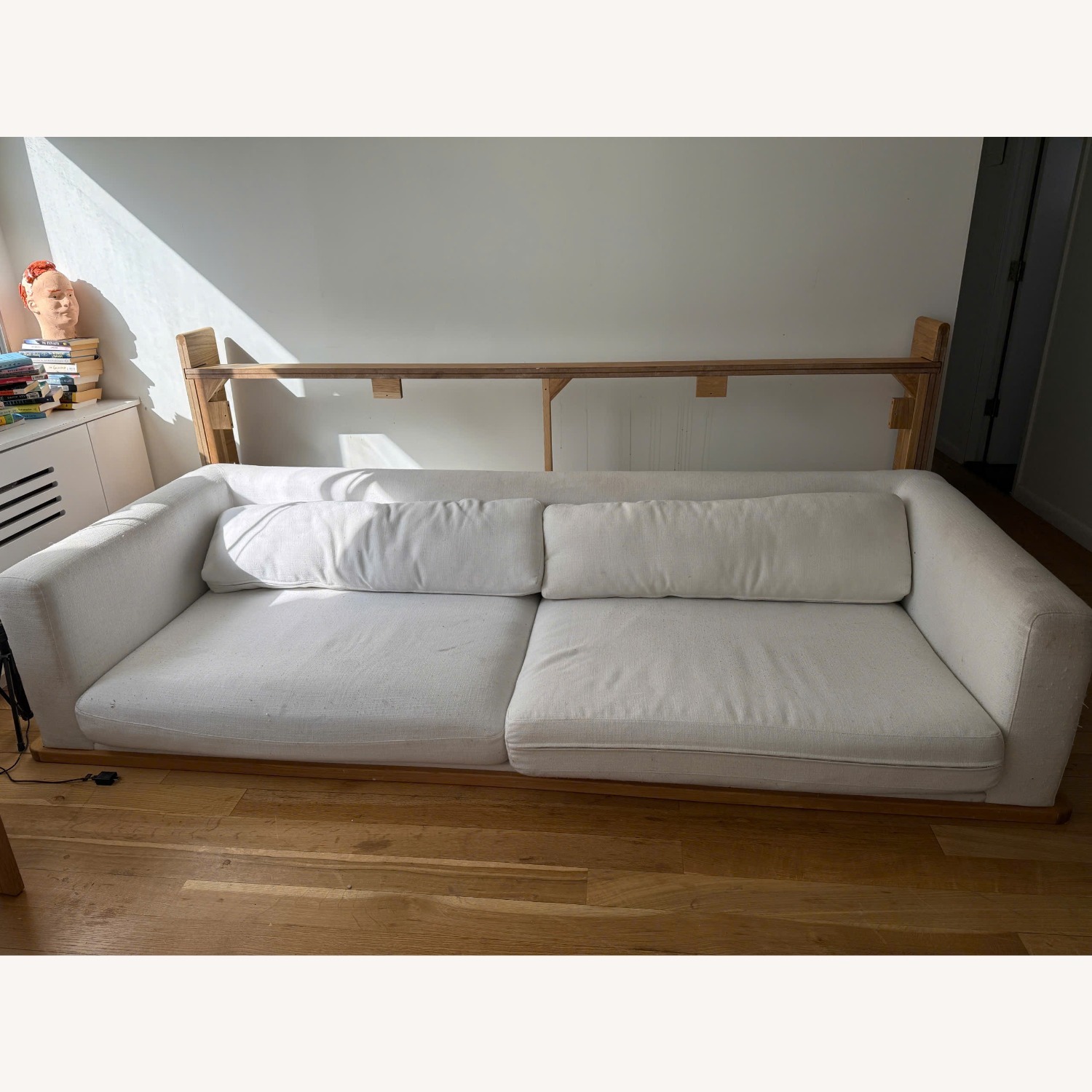 CB2 Tablon Snow Fabric Sofa White 3+ Seater Sofa - image-4