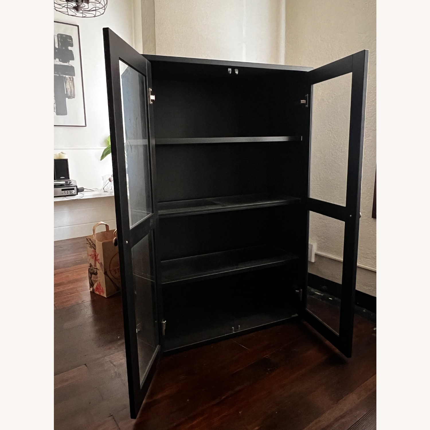 IKEA Dark Brown Wood Glass Cabinet - image-2