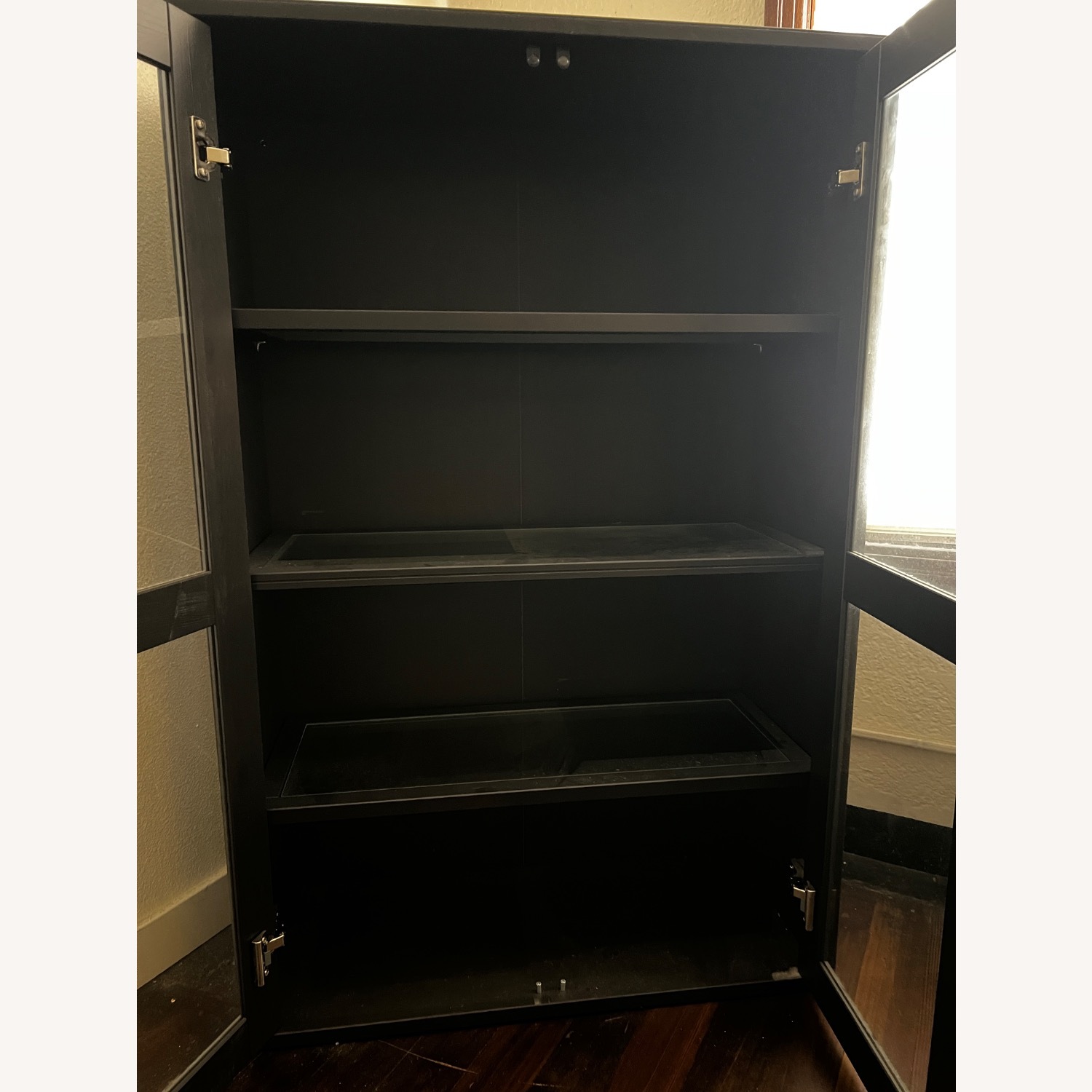IKEA Dark Brown Wood Glass Cabinet - image-3