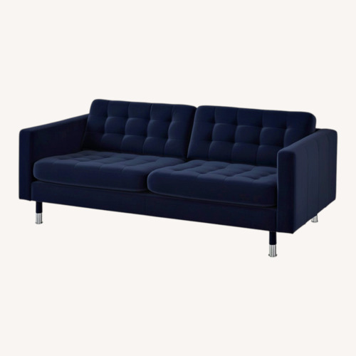 Used IKEA Morabo Blue Velvet 3+ Seater Sofa for sale on AptDeco