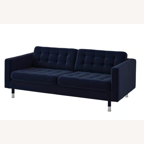 Used IKEA Morabo Blue Velvet 3+ Seater Sofa for sale on AptDeco