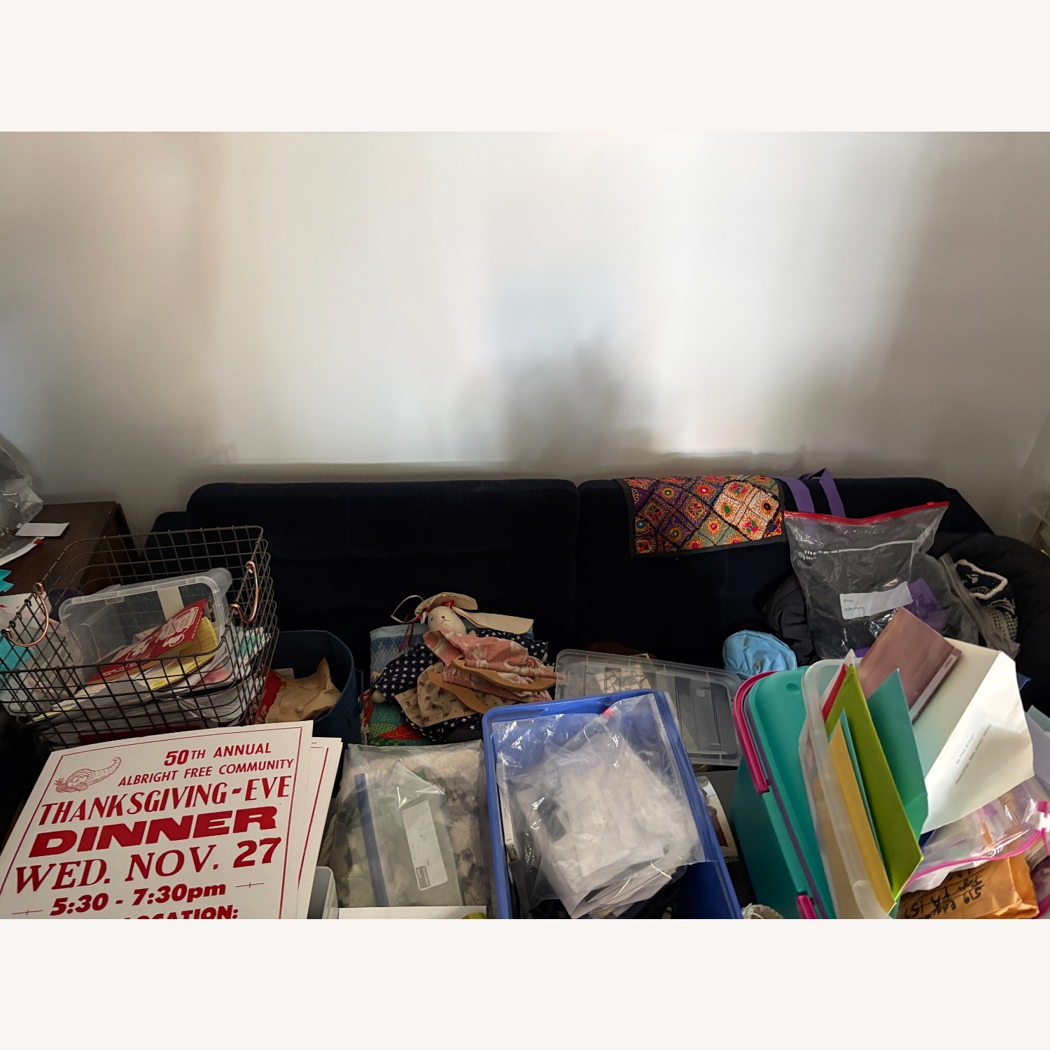 IKEA Morabo Blue Velvet 3+ Seater Sofa - image-2