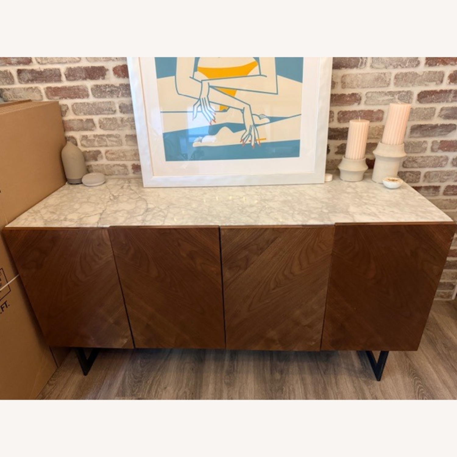 CB2 Dark Brown Marble Media Storage - image-7