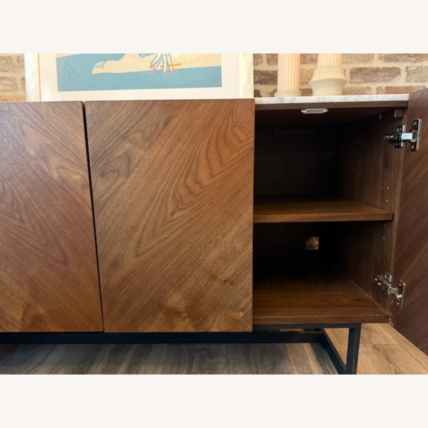 CB2 Dark Brown Marble Media Storage - image-1