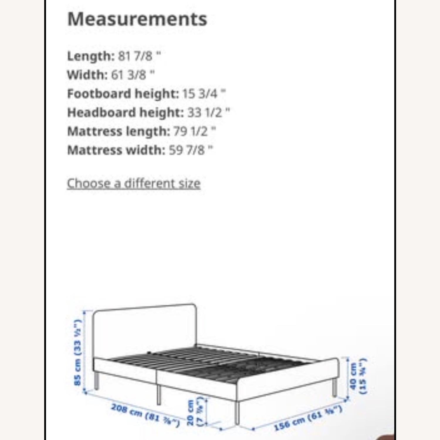 IKEA Slattum Light Gray Queen Bed - image-5