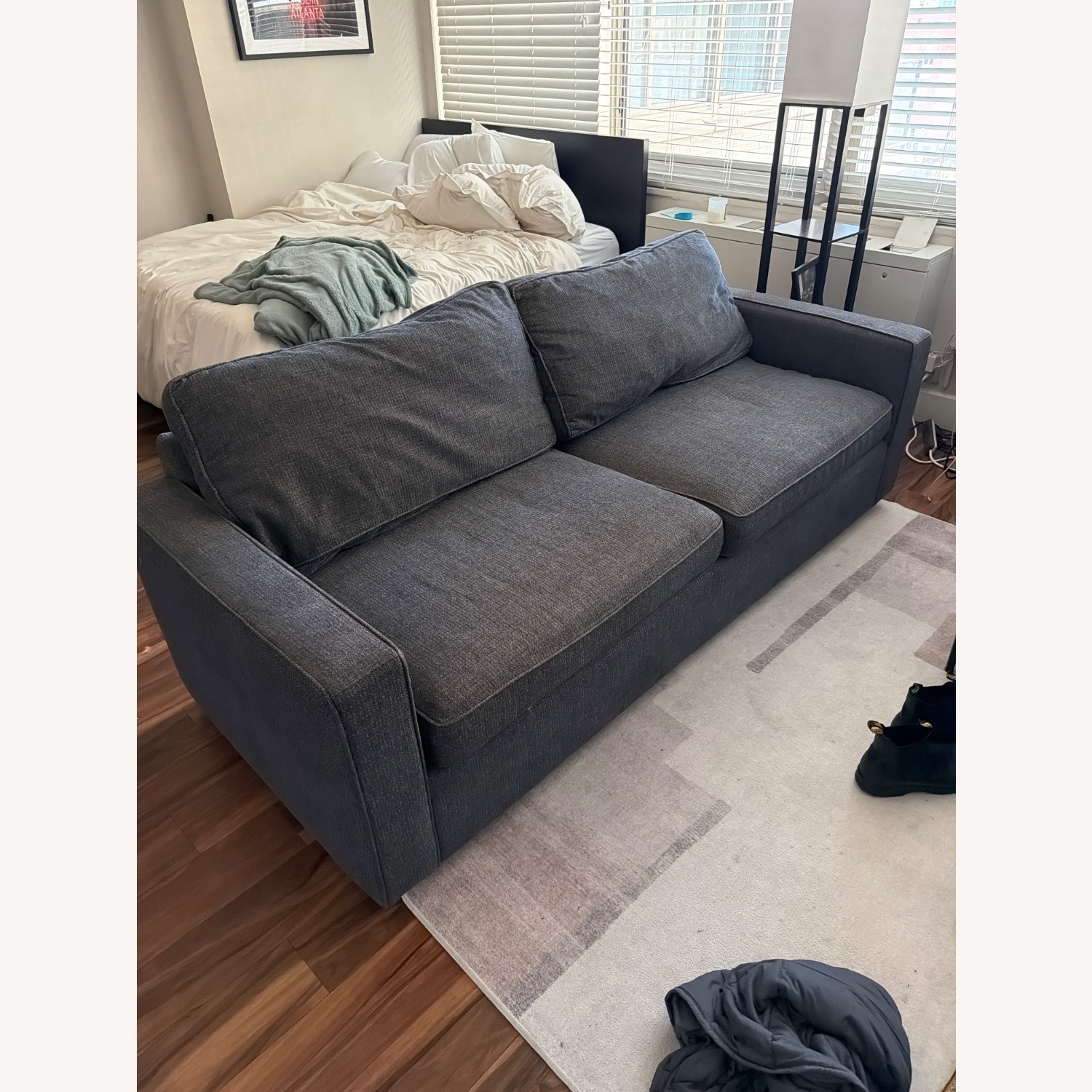 Room & Board York Collection Blue Fabric Loveseat - image-1