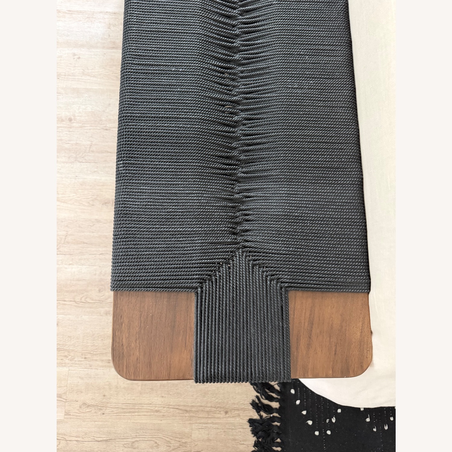 Wrap Wood and Rope Dark Brown Wood Bench - image-4