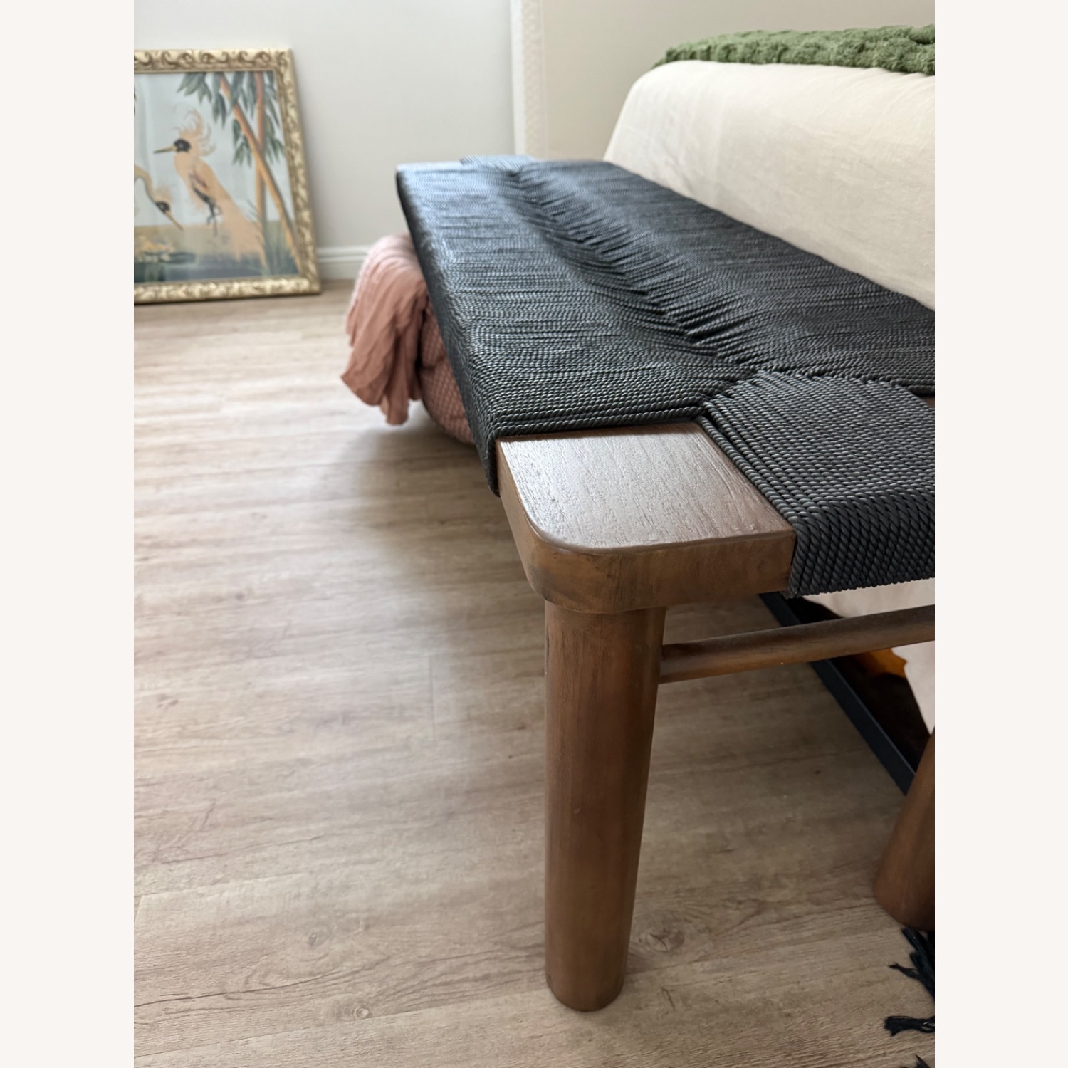 Wrap Wood and Rope Dark Brown Wood Bench - image-3