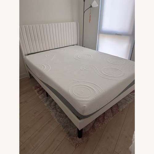 Used Wayfair Candler White Upholstered Queen Bed for sale on AptDeco