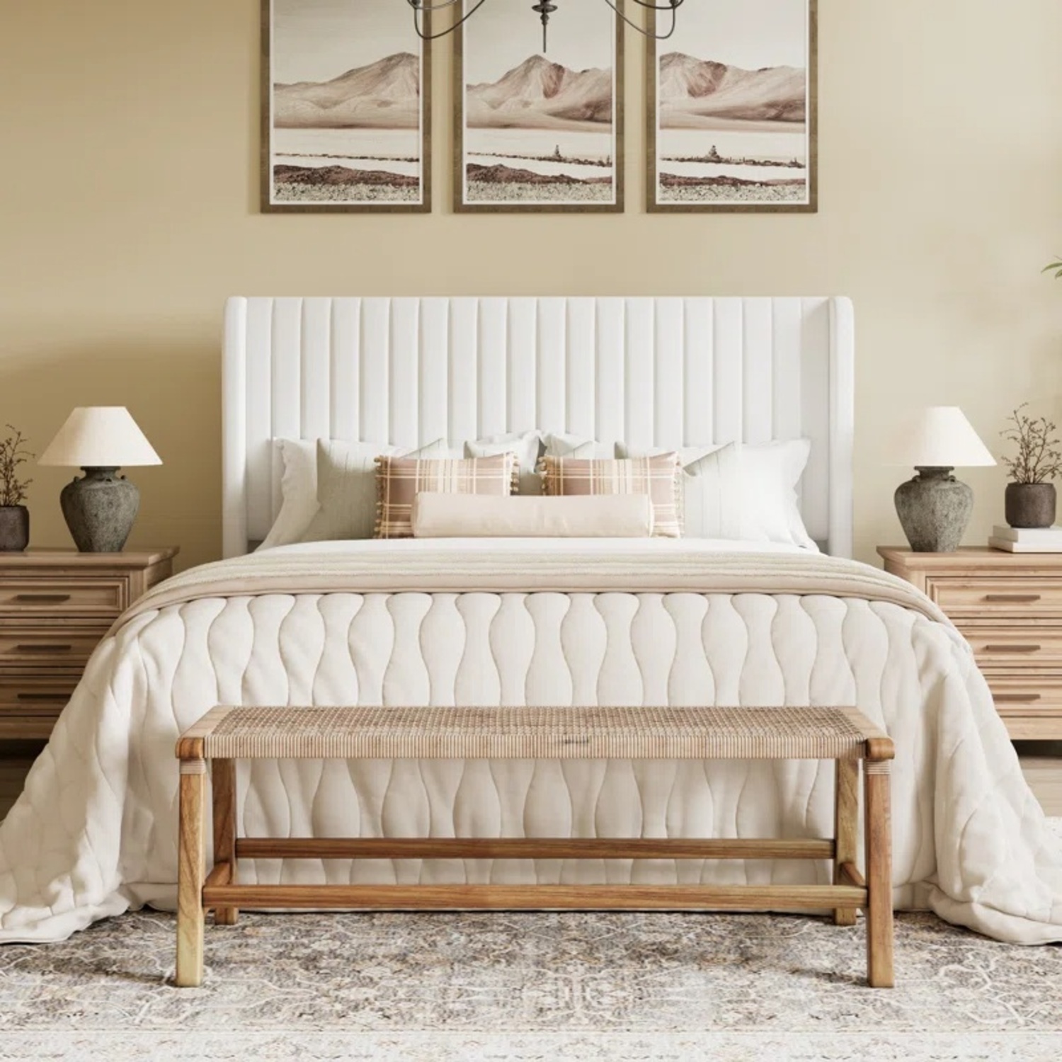 Wayfair Candler White Upholstered Queen Bed - image-5