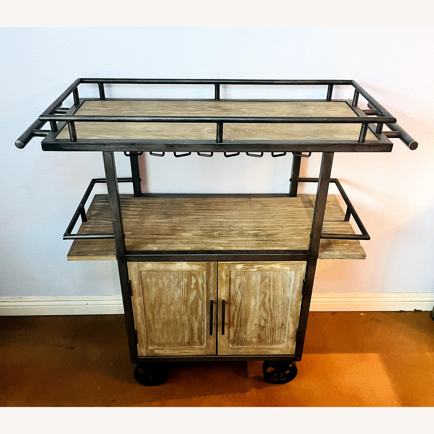 Vintage Rolling Bar Cart - image-1