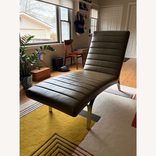 Used West Elm Emil Dark Gray Leather Chaise Lounge for sale on AptDeco