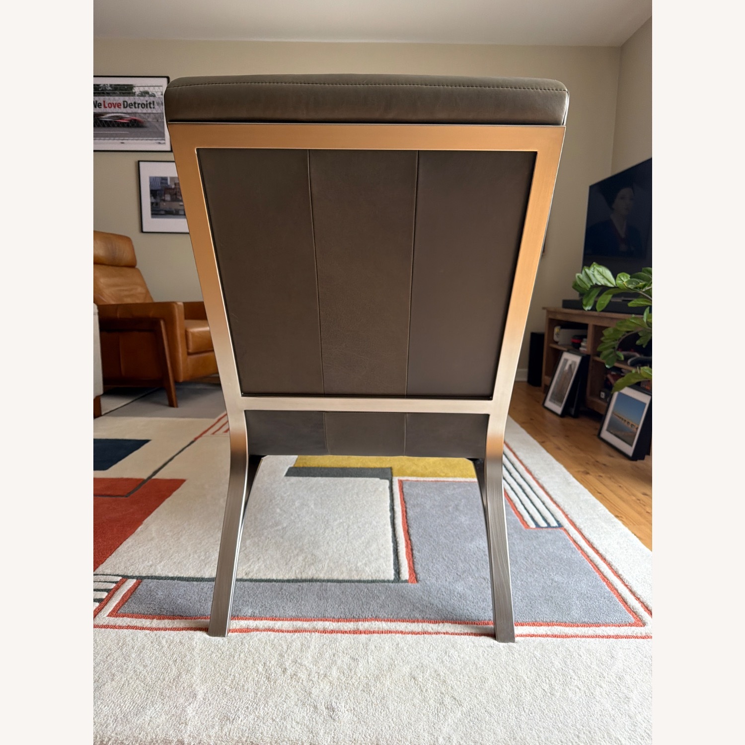 West Elm Emil Dark Gray Leather Chaise Lounge - image-4