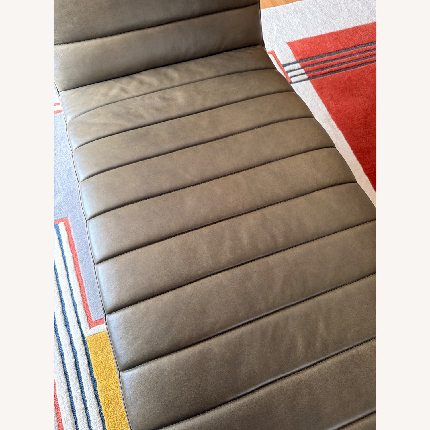 West Elm Emil Dark Gray Leather Chaise Lounge - image-3