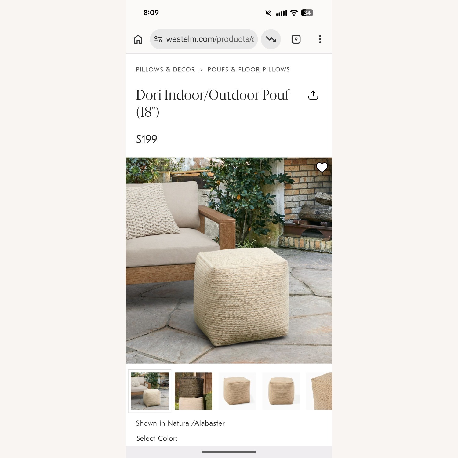 West Elm Dori Indoor/Outdoor Pouf - image-3